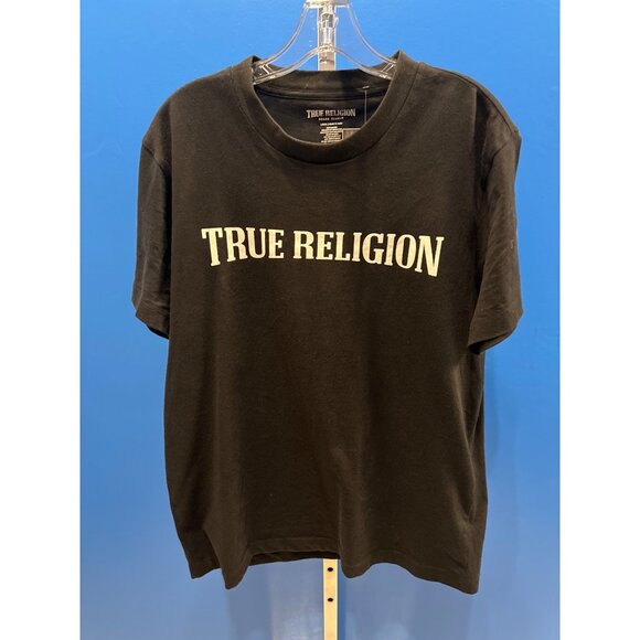 True Religion Mens Black Graphic T-Shirt Large 100% Cotton Fashion For The Sense - Picture 1 of 4
